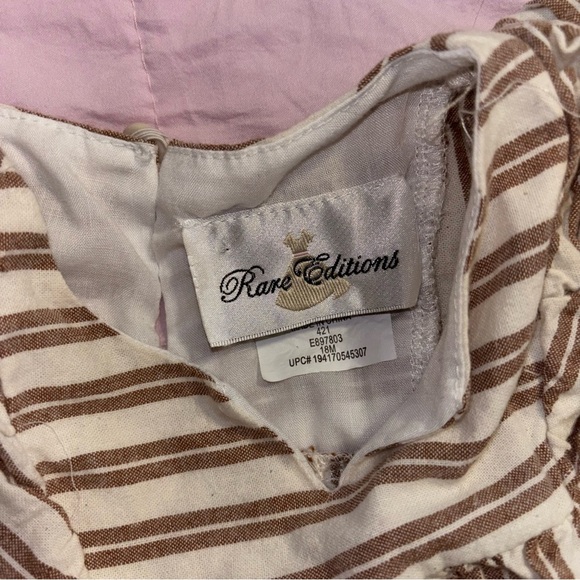 Rare Editions Brown and White Striped Kids Top - Picture 3 of 3